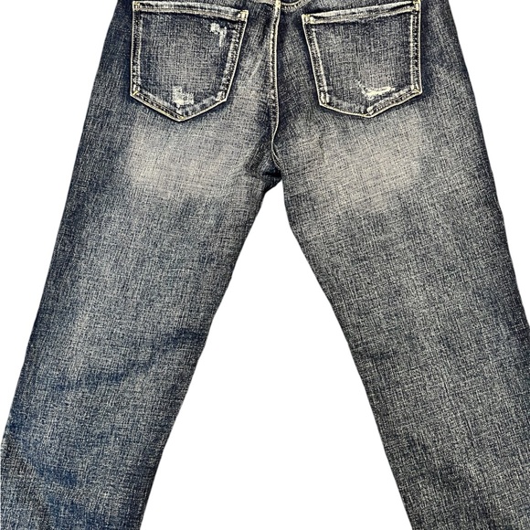 Maurices Kancan Dark Wash Straight Leg Blue Distressed Jeans Size 28 - Picture 2 of 9